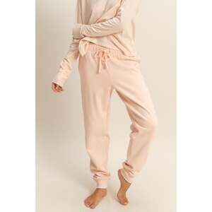 Double Zero Blush Pink Cotton Blend Drawstring Joggers Soft Lounge Sweatpants